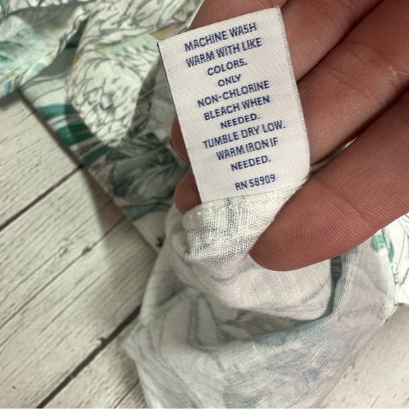 NWT caribbean Green Tropical Print Hawaiian Shirt linen cotton blend sz 4XB - Picture 6 of 7